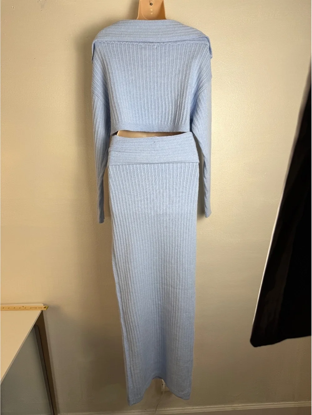 Fashion Nova Nevea Light Blue Off Shoulder Sweater Maxi Skirt Set S NWT